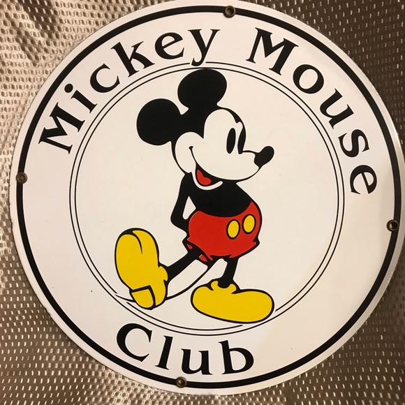 VTG Mickey Mouse Club Still Enamel Sign